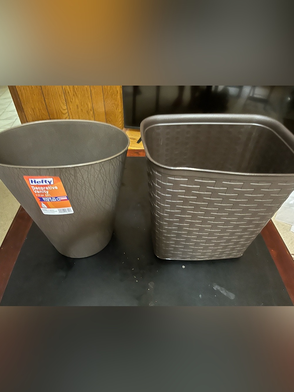 Brown Decorative Wastebaskets-Two-New